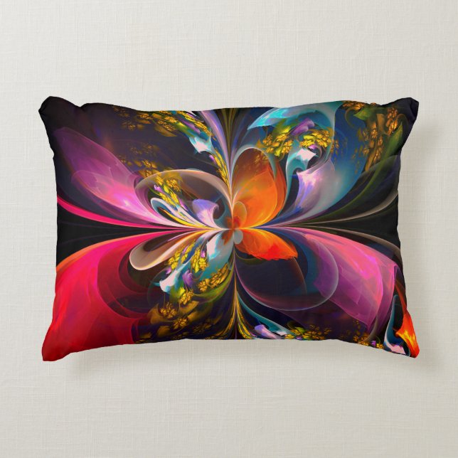 Modern Floral Abstract Art Red Blue Pattern #13 Accent Pillow (Front)