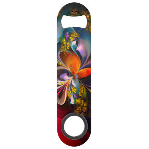Modern Floral Abstract Art Red Blue Pattern #13 Bar Key