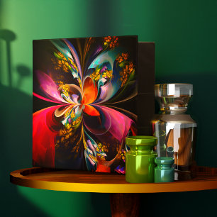 Modern Floral Abstract Art Red Blue Pattern #13 Binder