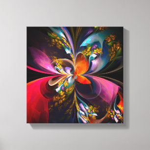 Modern Floral Abstract Art Red Blue Pattern #13 Canvas Print