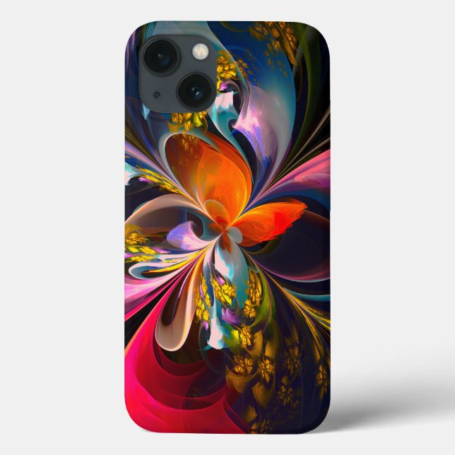 Modern Floral Abstract Art Red Blue Pattern #13 Case-Mate iPhone Case (Back)