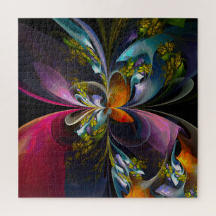 Modern Floral Abstract Art Red Blue Pattern #13 Jigsaw Puzzle