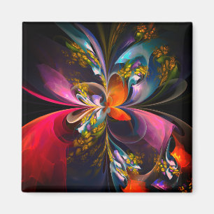 Modern Floral Abstract Art Red Blue Pattern #13 Magnet