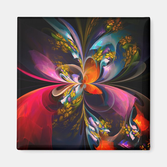 Modern Floral Abstract Art Red Blue Pattern #13 Magnet (Front)