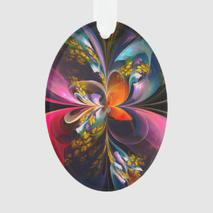 Modern Floral Abstract Art Red Blue Pattern #13 Ornament