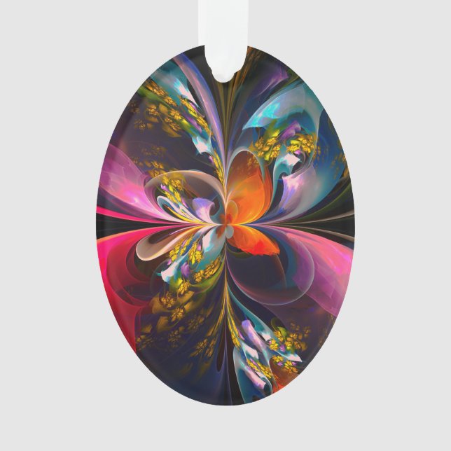 Modern Floral Abstract Art Red Blue Pattern #13 Ornament (Front)