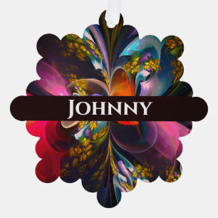 Modern Floral Abstract Art Red Blue Pattern #13 Ornament Card