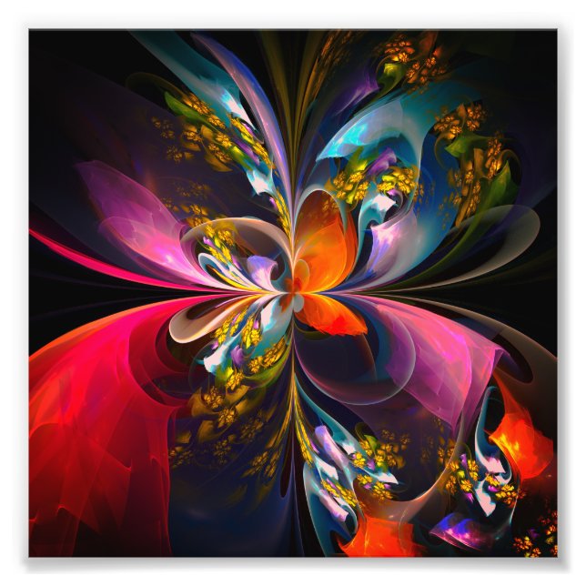Modern Floral Abstract Art Red Blue Pattern #13 Photo Print (Front)