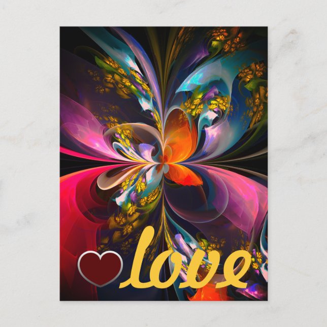 Modern Floral Abstract Art Red Blue Pattern #13 Postcard (Front)
