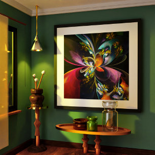 Modern Floral Abstract Art Red Blue Pattern #13 Poster