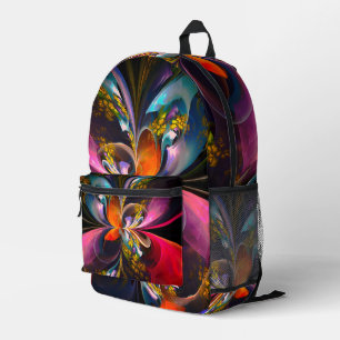 Modern Floral Abstract Art Red Blue Pattern #13 Printed Backpack