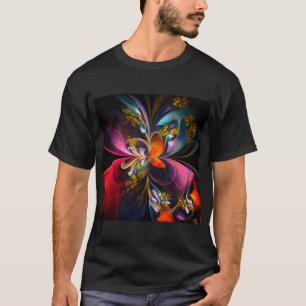 Modern Floral Abstract Art Red Blue Pattern #13 T-Shirt