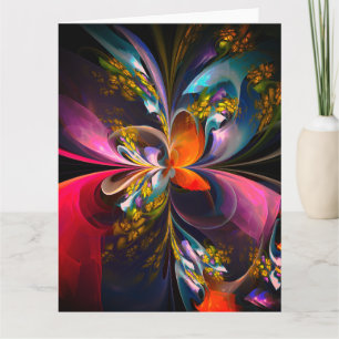 Modern Floral Abstract Art Red Blue Pattern #13 Thank You Card