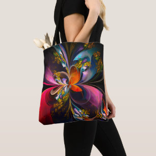 Modern Floral Abstract Art Red Blue Pattern #13 Tote Bag