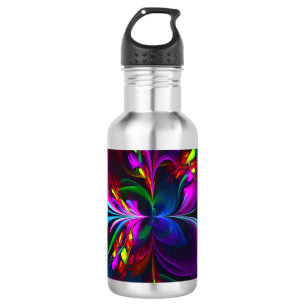 Modern Floral Abstract Art Red Blue Pattern #15 532 Ml Water Bottle