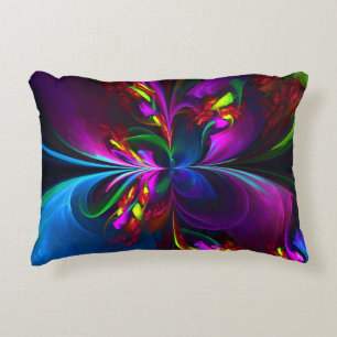 Modern Floral Abstract Art Red Blue Pattern #15 Accent Pillow