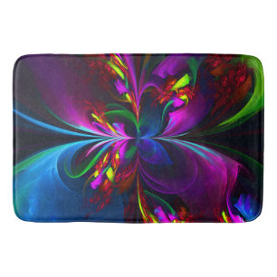 Modern Floral Abstract Art Red Blue Pattern #15 Bath Mat