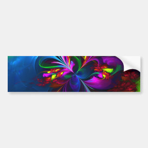 Modern Floral Abstract Art Red Blue Pattern #15 Bumper Sticker