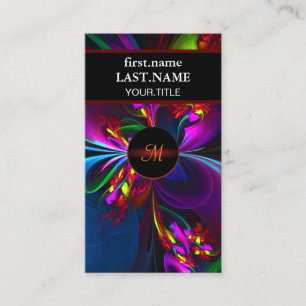 Modern Floral Abstract Art Red Blue Pattern #15 Business Card