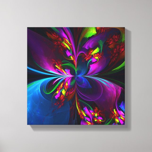 Modern Floral Abstract Art Red Blue Pattern #15 Canvas Print (Front)