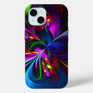 Modern Floral Abstract Art Red Blue Pattern #15 iPhone 15 Case
