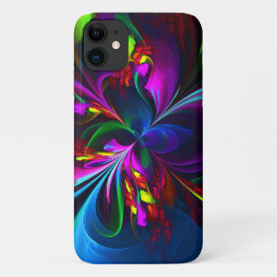 Modern Floral Abstract Art Red Blue Pattern #15 iPhone 11 Case