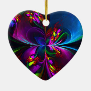 Modern Floral Abstract Art Red Blue Pattern #15 Ceramic Ornament