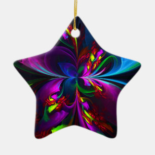 Modern Floral Abstract Art Red Blue Pattern #15 Ceramic Ornament