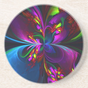 Modern Floral Abstract Art Red Blue Pattern #15 Coaster