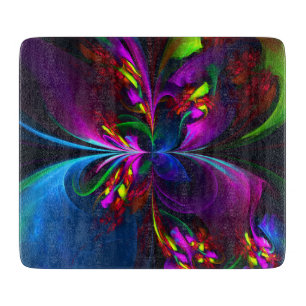 Modern Floral Abstract Art Red Blue Pattern #15 Cutting Board
