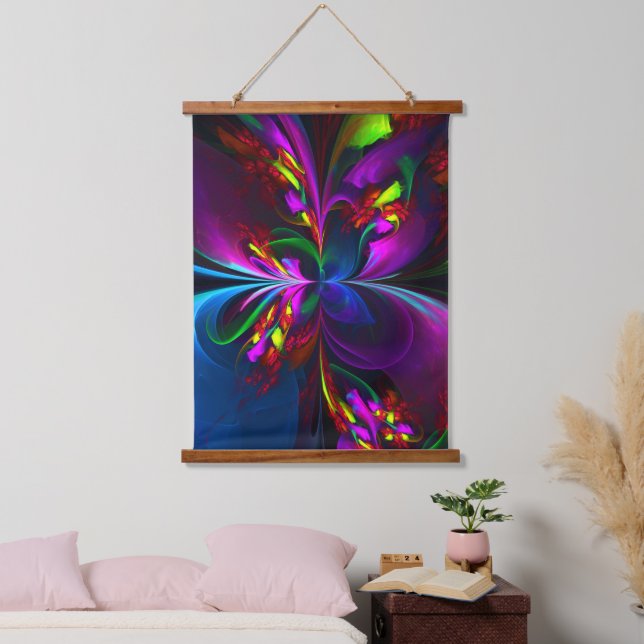 Modern Floral Abstract Art Red Blue Pattern #15 Hanging Tapestry (Bedroom)