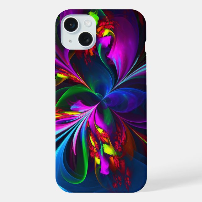 Modern Floral Abstract Art Red Blue Pattern #15 iPhone Case (Back)