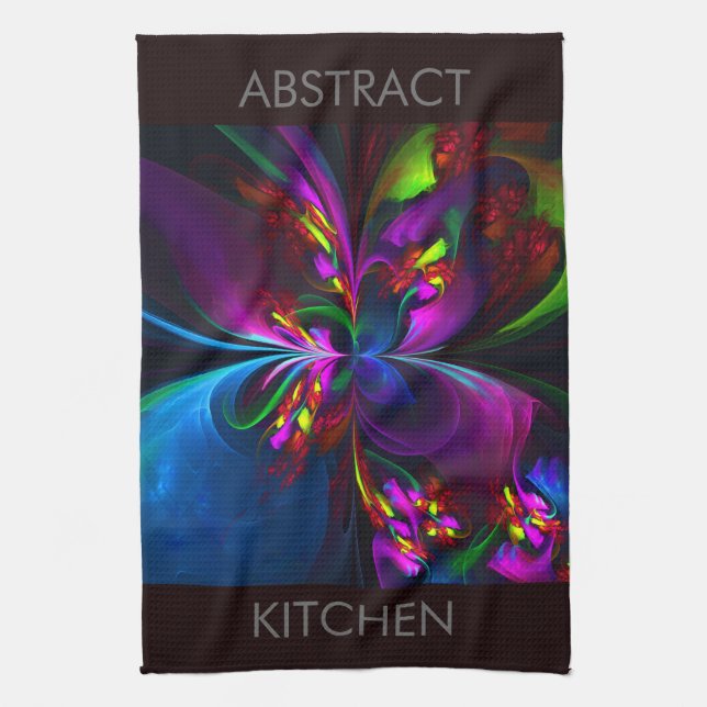 Modern Floral Abstract Art Red Blue Pattern #15 Kitchen Towel (Vertical)
