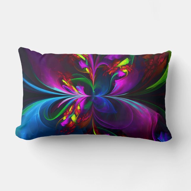 Modern Floral Abstract Art Red Blue Pattern #15 Lumbar Pillow (Front)