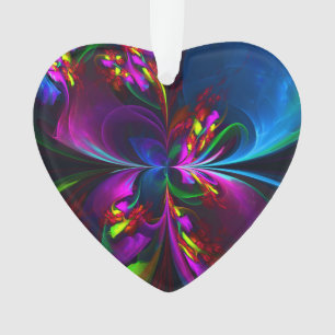 Modern Floral Abstract Art Red Blue Pattern #15 Ornament
