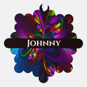 Modern Floral Abstract Art Red Blue Pattern #15 Ornament Card