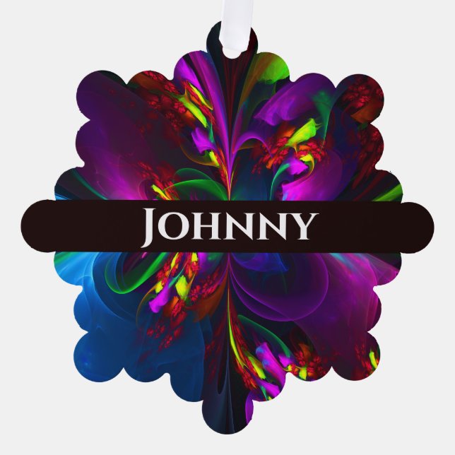 Modern Floral Abstract Art Red Blue Pattern #15 Ornament Card (Front)