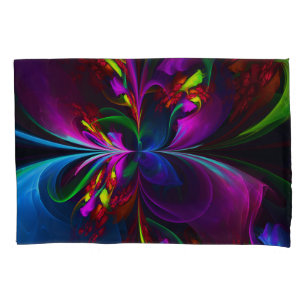 Modern Floral Abstract Art Red Blue Pattern #15 Pillowcase