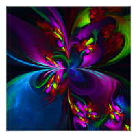 Modern Floral Abstract Art Red Blue Pattern #15