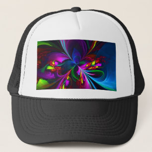Modern Floral Abstract Art Red Blue Pattern #15 Trucker Hat