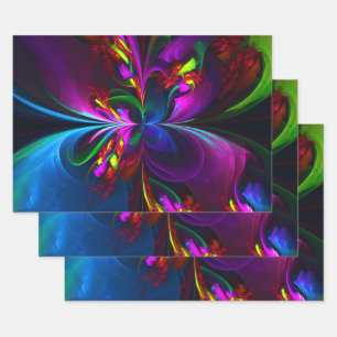 Modern Floral Abstract Art Red Blue Pattern #15 Wrapping Paper Sheet