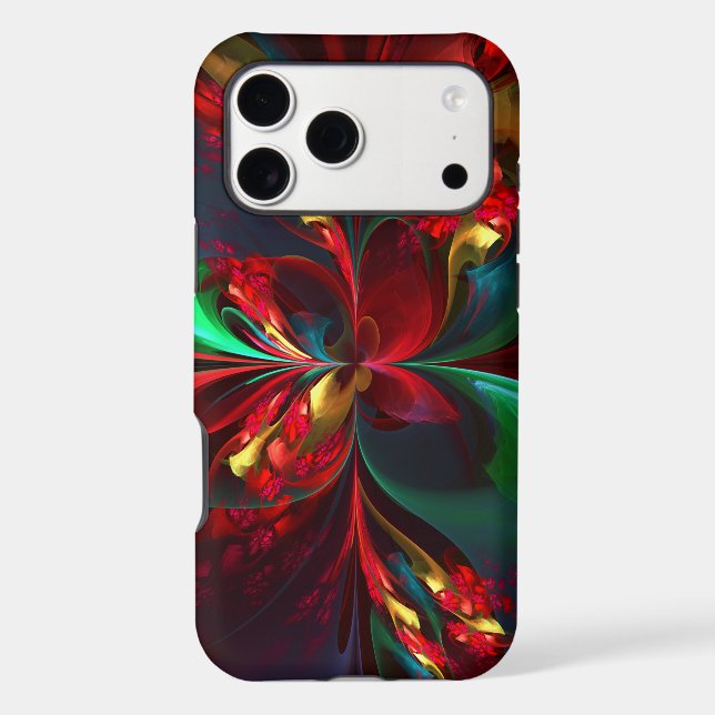 Modern Floral Abstract Art Red Green Pattern #11 (Back)