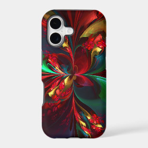 Modern Floral Abstract Art Red Green Pattern #11