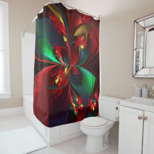 Modern Floral Abstract Art Red Green Pattern #11