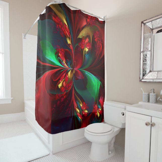 Modern Floral Abstract Art Red Green Pattern #11 (In Situ)