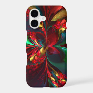 Modern Floral Abstract Art Red Green Pattern #11