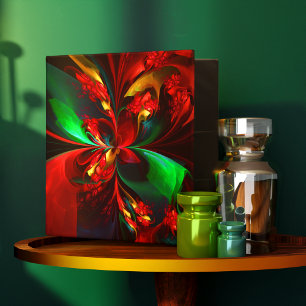Modern Floral Abstract Art Red Green Pattern #11 Binder