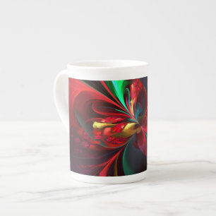 Modern Floral Abstract Art Red Green Pattern #11 Bone China Mug