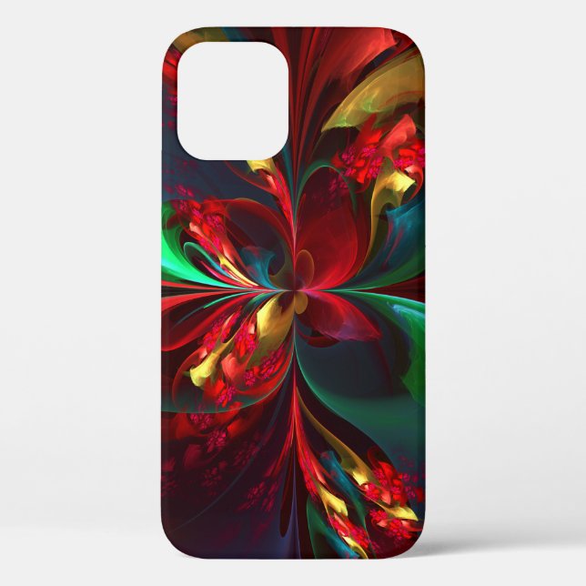 Modern Floral Abstract Art Red Green Pattern #11 Case-Mate iPhone Case (Back)