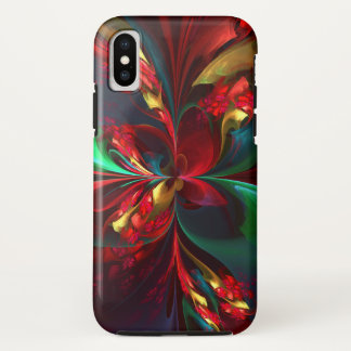 Modern Floral Abstract Art Red Green Pattern #11 Case-Mate iPhone Case